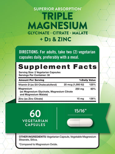 Nature's Truth Triple Magnesium Complex Supplement | 60 Capsules