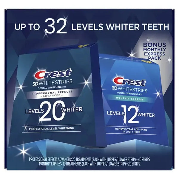 Crest 3D Whitestrips 32 Levels Whiter Teeth (20+10) Strips