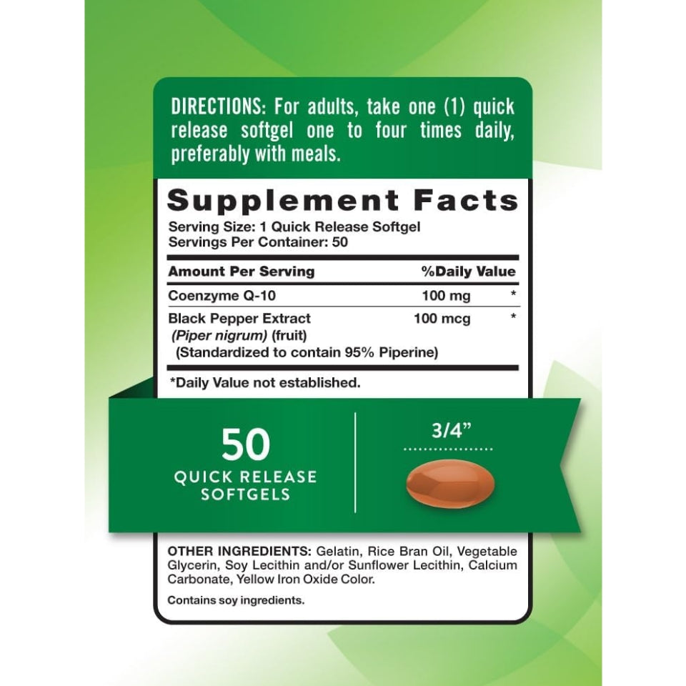 Nature's Truth CoQ10 100mg | 50 Softgels