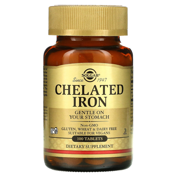 Solgar Chelated Iron, 100 Tablets - Highly Absorbable Iron - Gentle on Your Stomach