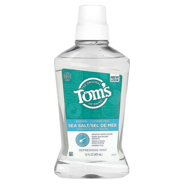 Tom's of Maine Sea Salt Natural Alcohol-Free Mouthwash, Refreshing Mint