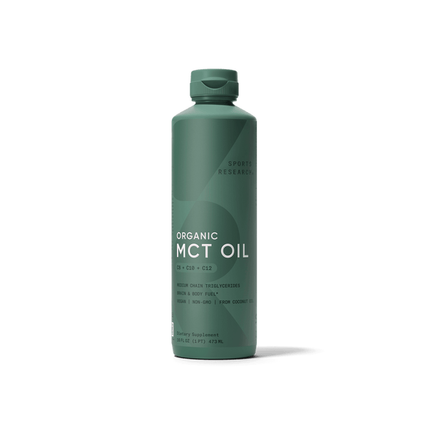 Sports Research Organic MCT Oil - Keto & Vegan MCTs C8, C10, C12 from Coconuts - Fatty Acid Brain & Body Fuel 473 ml