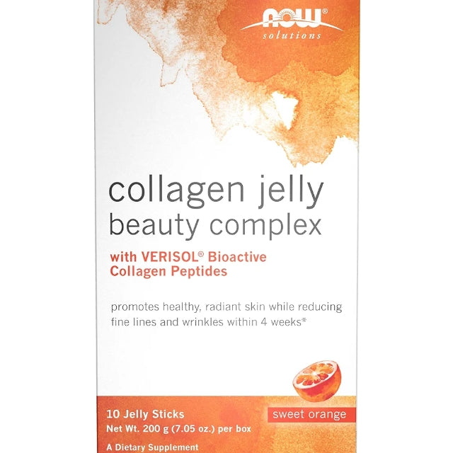Now Foods Solutions, Collagen Jelly Beauty Complex, Sweet Orange Flavor, 10 Jelly Sticks