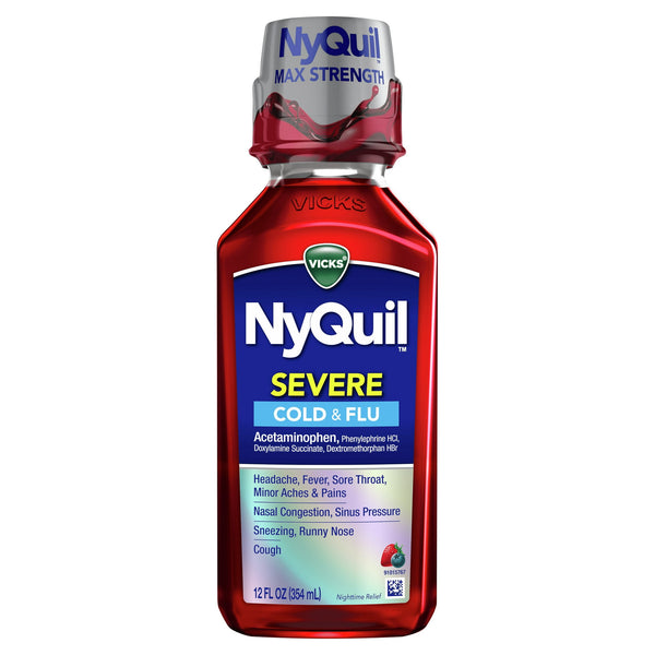 Vicks NyQuil Severe Cold and Flu Relief Liquid Medicine, Maximum Strength