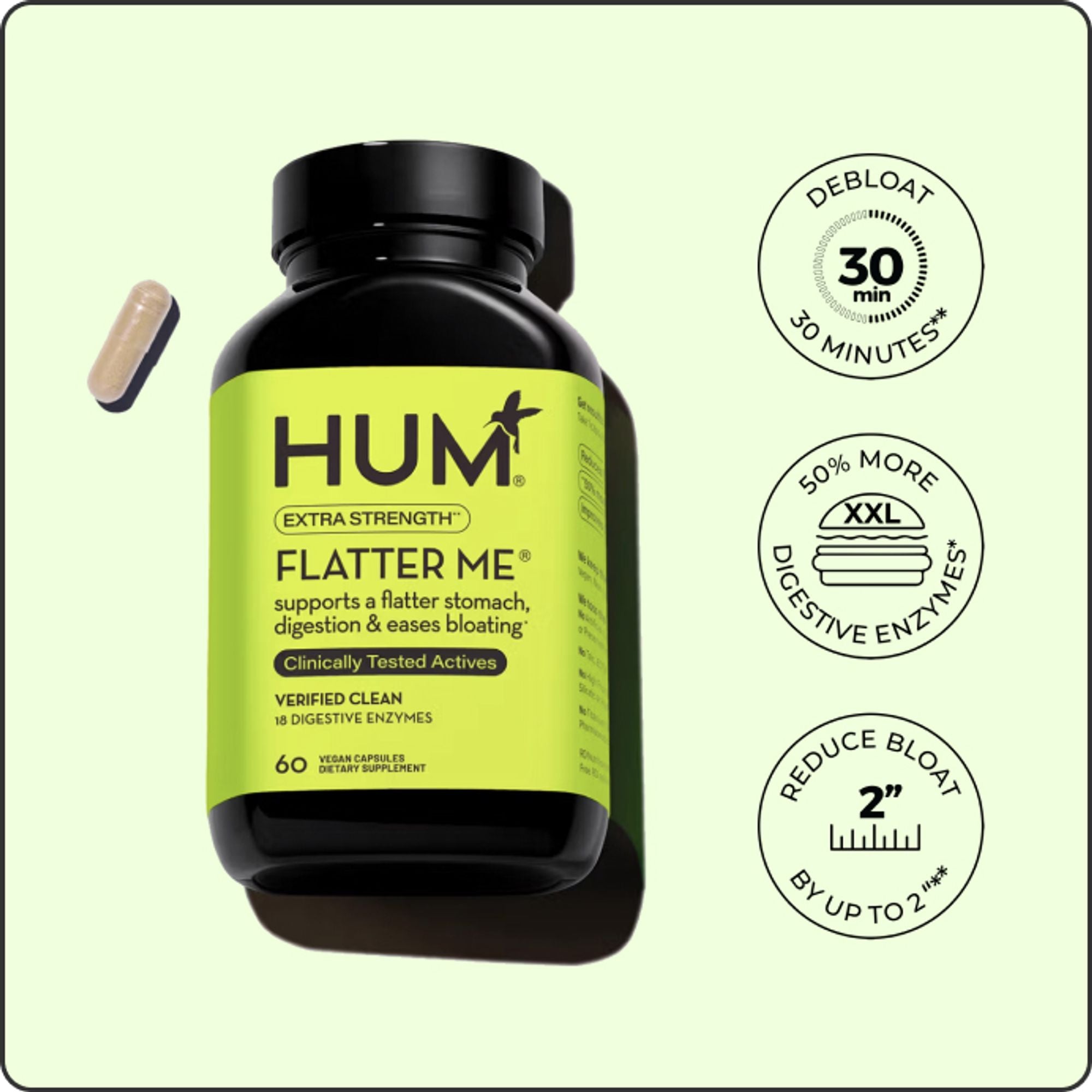 HUM Flatter Me Extra Strength Digestive Enzymes