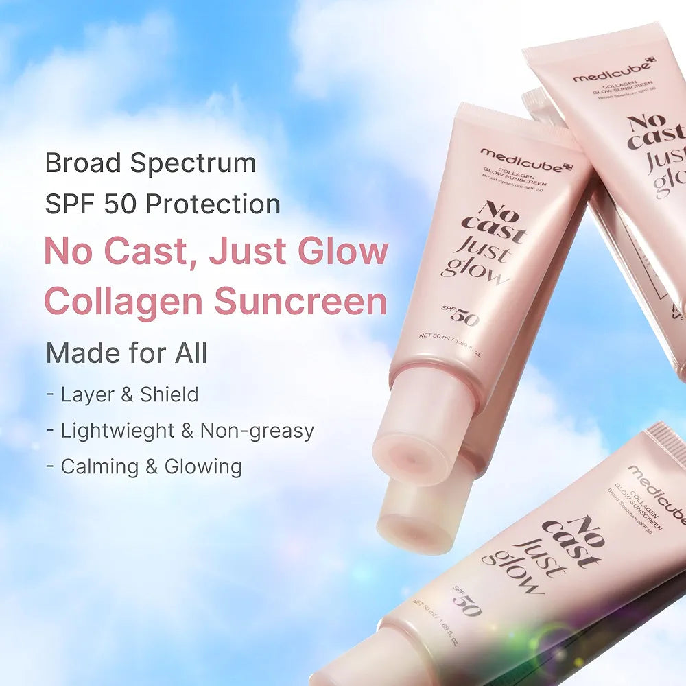 medicube Sunscreen No Cast Just Glow Collagen | SPF 50 Broad Spectrum Face Sunscreen