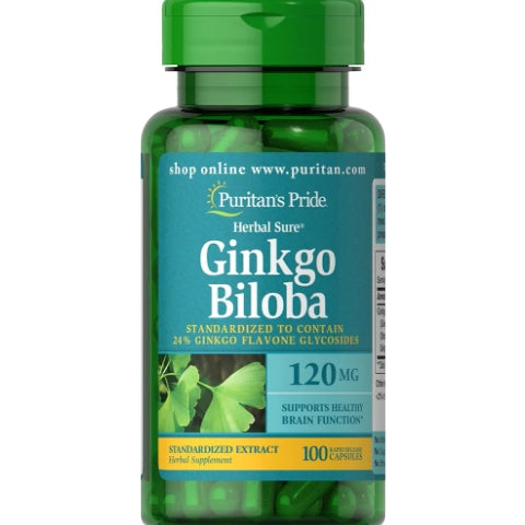 Puritan's Pride Ginkgo Biloba Standardized Extract 120 mg-100 Capsules