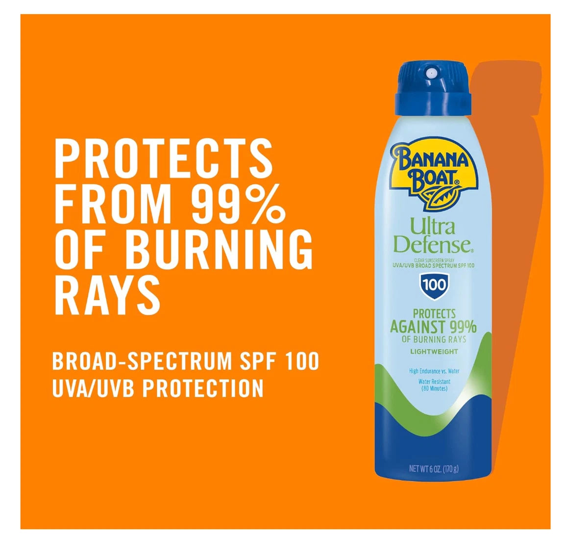 Banana Boat Ultra Defense Clear Sunscreen Spray SPF 100, 6oz