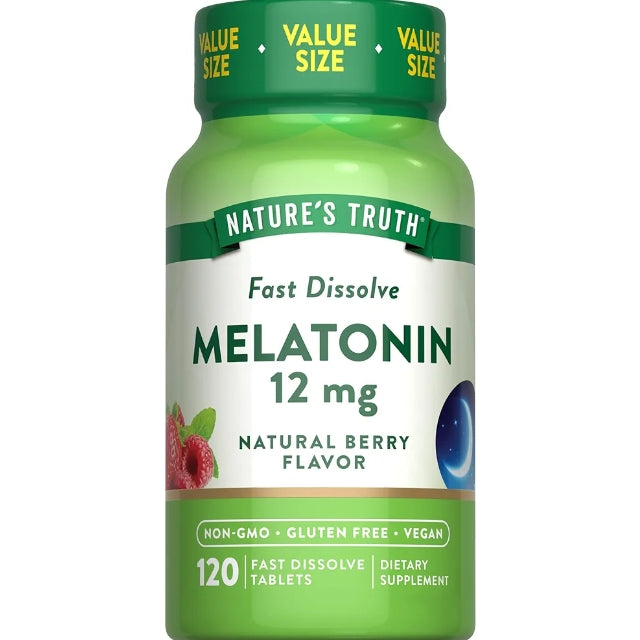 Nature's Truth Melatonin 12mg Fast Dissolve Tablets | Natural Berry Flavor