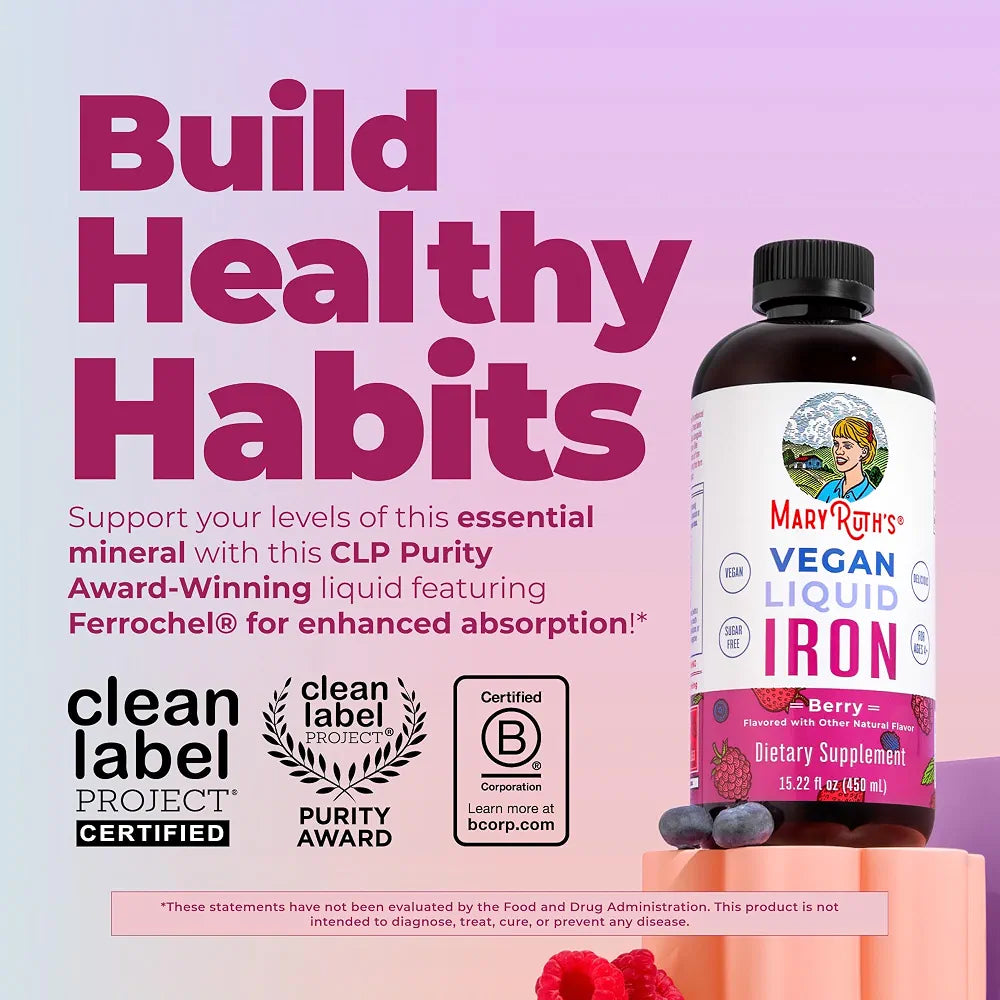MaryRuth's Liquid Iron Supplement for Women Men & Kids