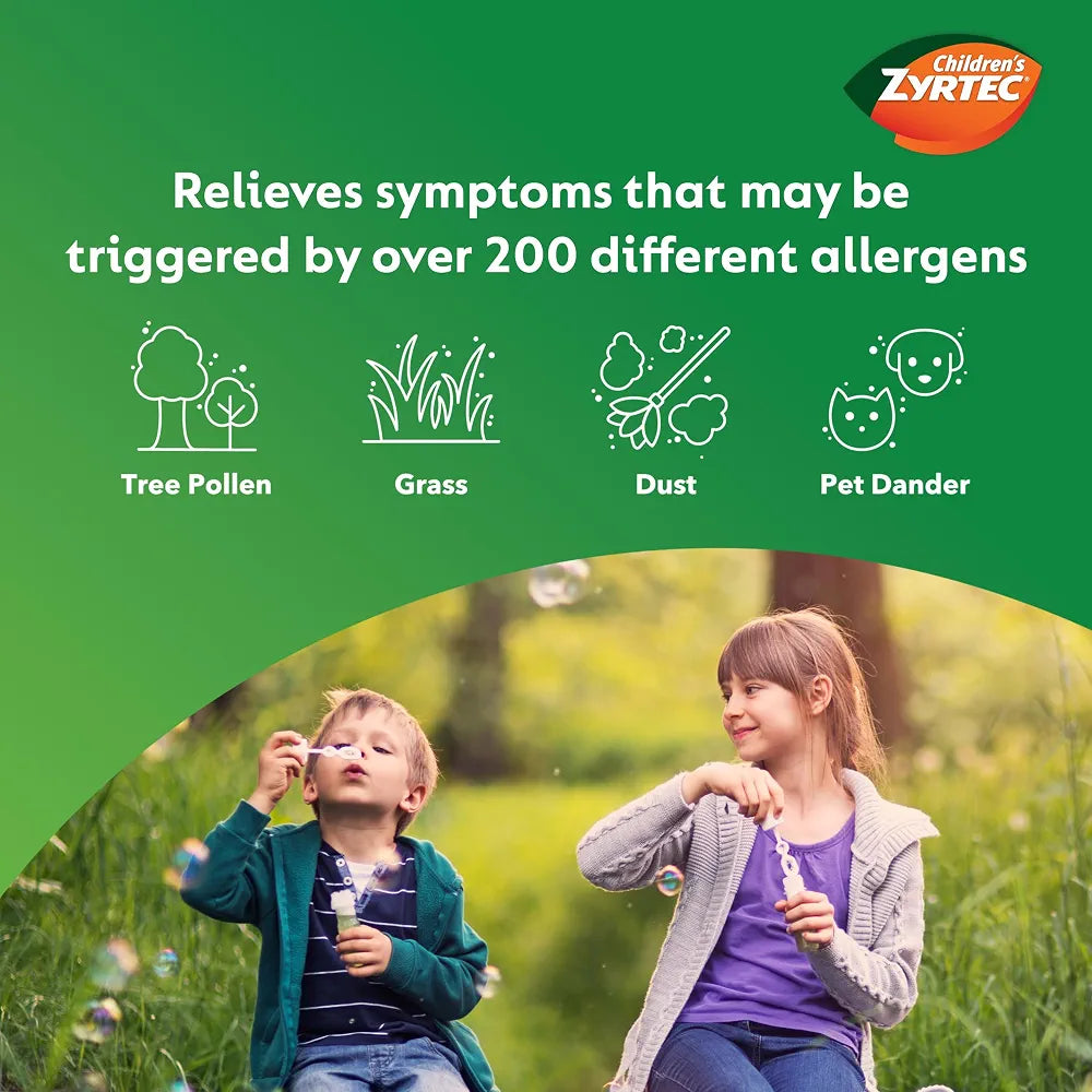Children's Zyrtec Dye-Free Chewables, Cetirizine HCl, Grape