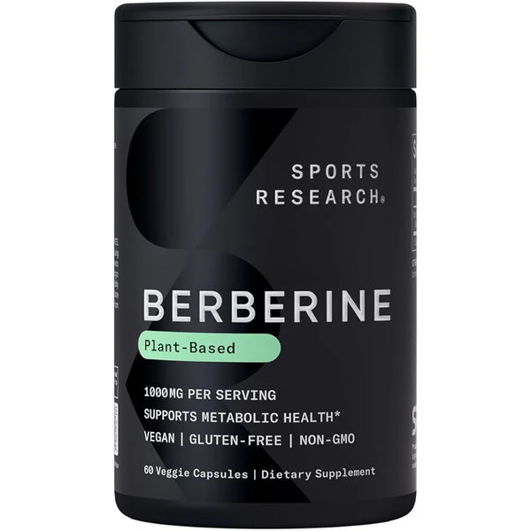 Sports Research Berberine - Herbal Ayurvedic Metabolic Health Support - 500 mg - 60 Capsules