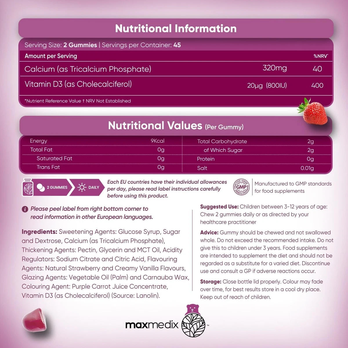 maxmedix Calcium & Vitamin D3 for Kids