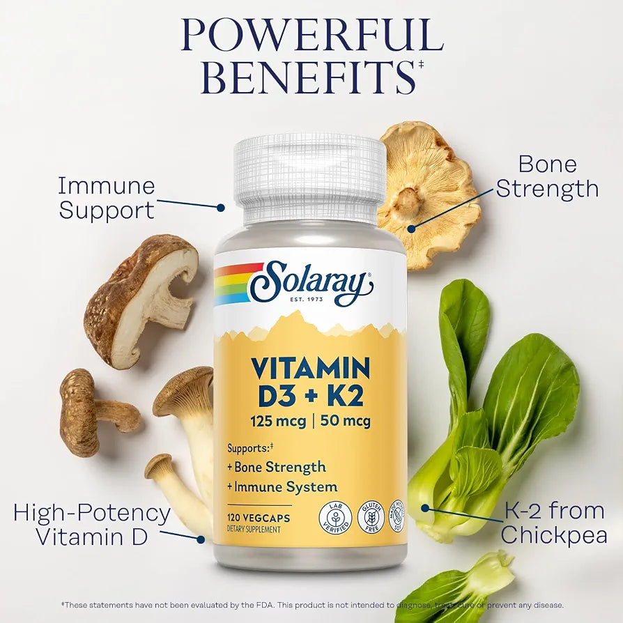 Solaray Vitamin D3 + K2 (120 servings)