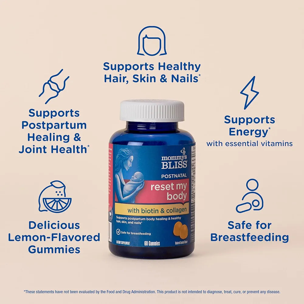 Mommy's Bliss Postnatal Support Reset My Body Gummies with Biotin & Collagen