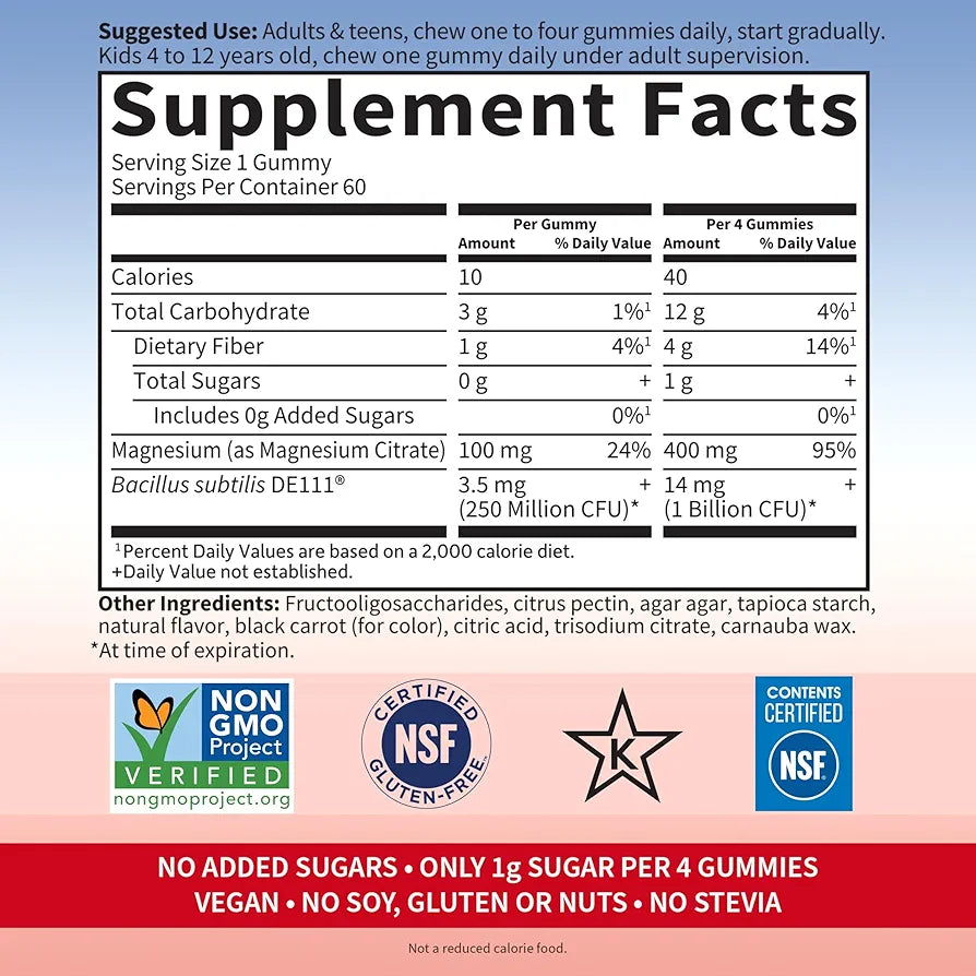 Garden of Life Magnesium Citrate Supplement Gummies with Prebiotics & Probiotics