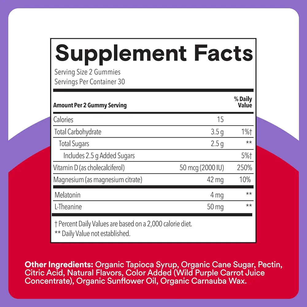 SmartyPants Adult Sleep Gummies with Melatonin: Magnesium & L-Theanine