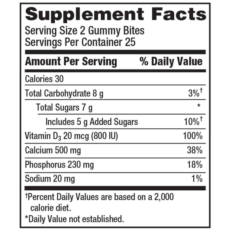 Caltrate Calcium Gummy Bites, Multi-Flavored, 50 Ct
