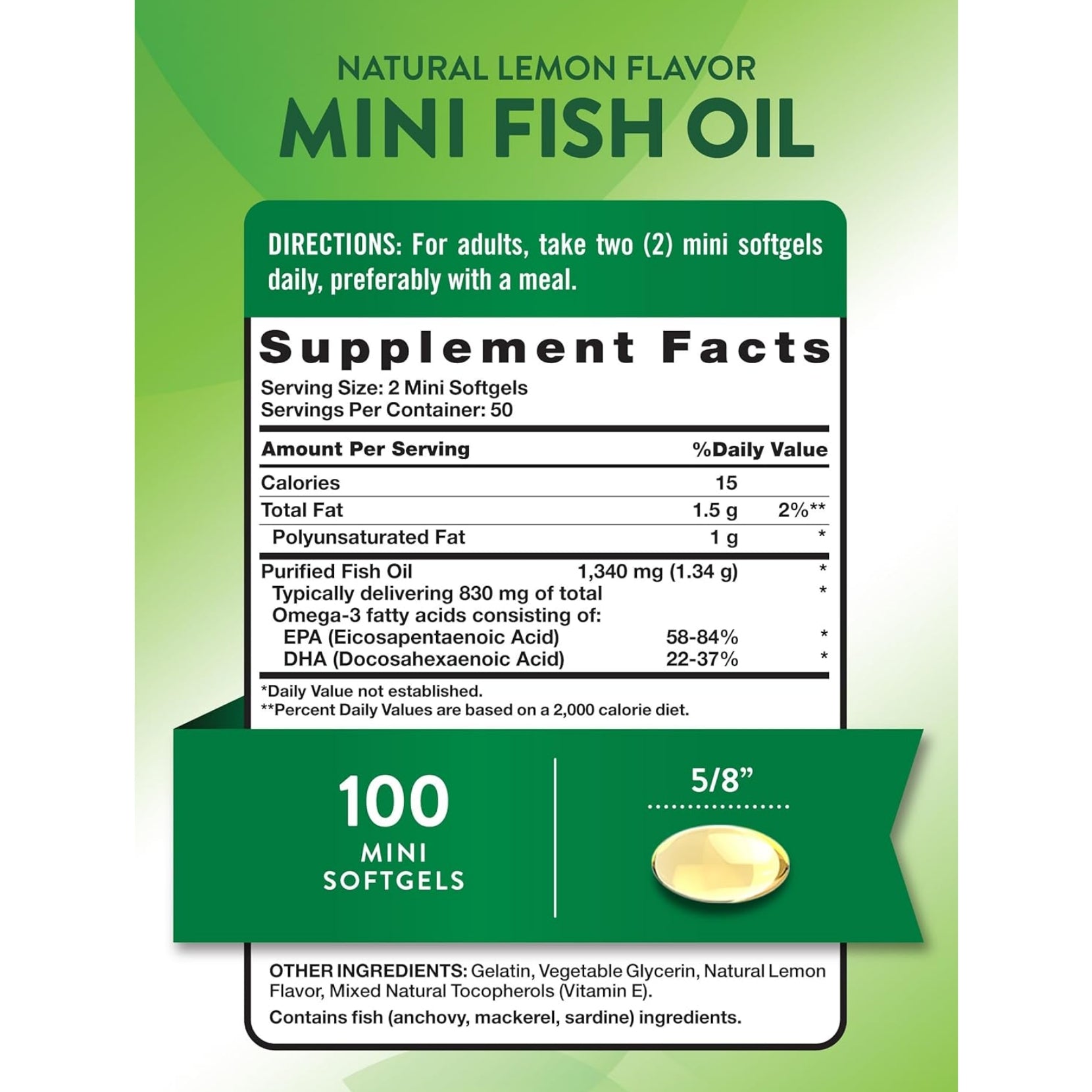 Nature's Truth Mini Fish Oil Omega 3 | 1340 mg | 100 Softgels