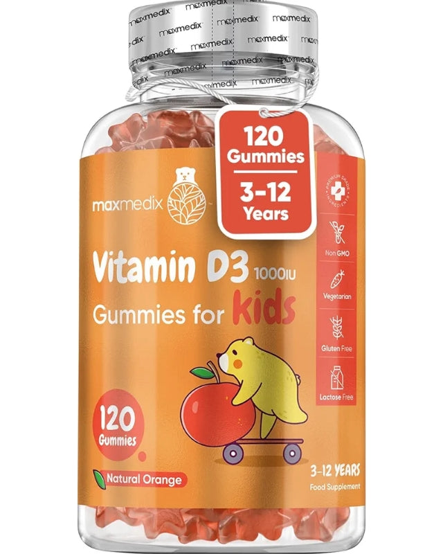 Maxmedix Vitamin D Gummies Kids 1000IU - Natural Orange Flavour Gummies