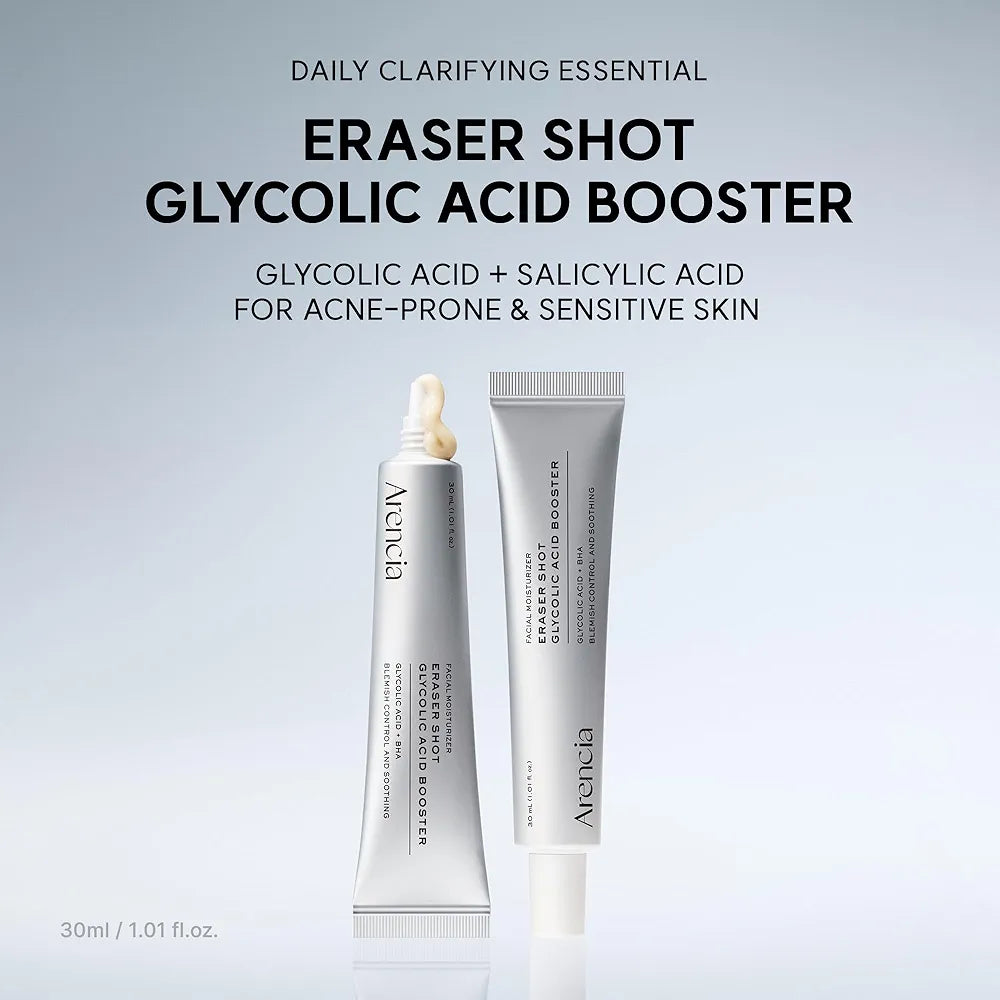 Arencia Eraser Shot Serum Glycolic Acid Booster with AHA BHA, Exfoliating Face Serum