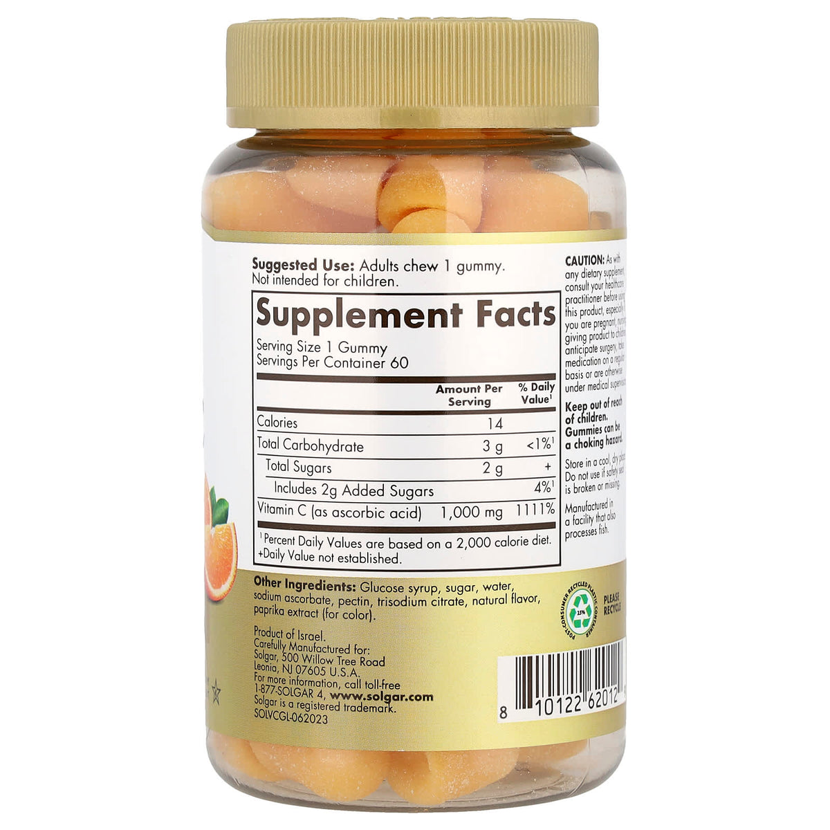 Solgar Vitamin C Gummies for Adults, 60 Vegetarian Gummies