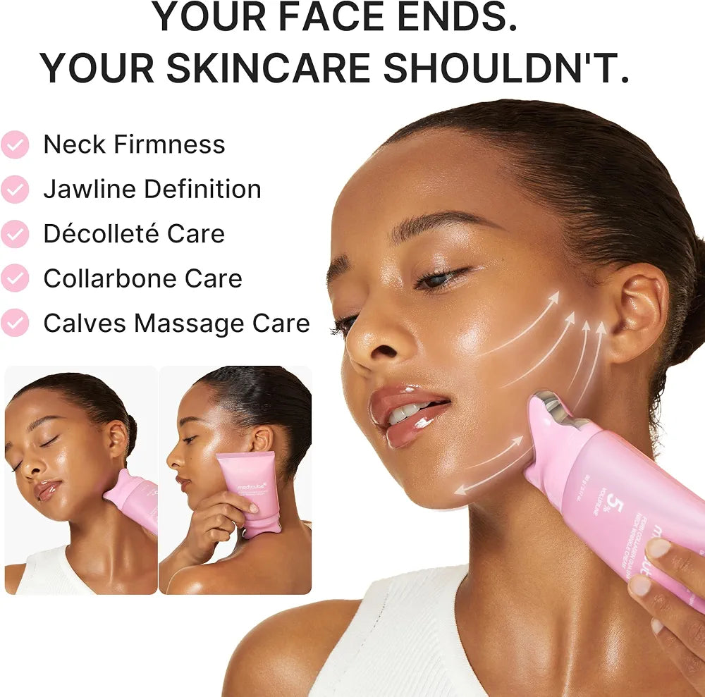 Medicube PDRN Collagen Gua Sha Neck Wrinkle Cream | Built-In Gua Sha Massager