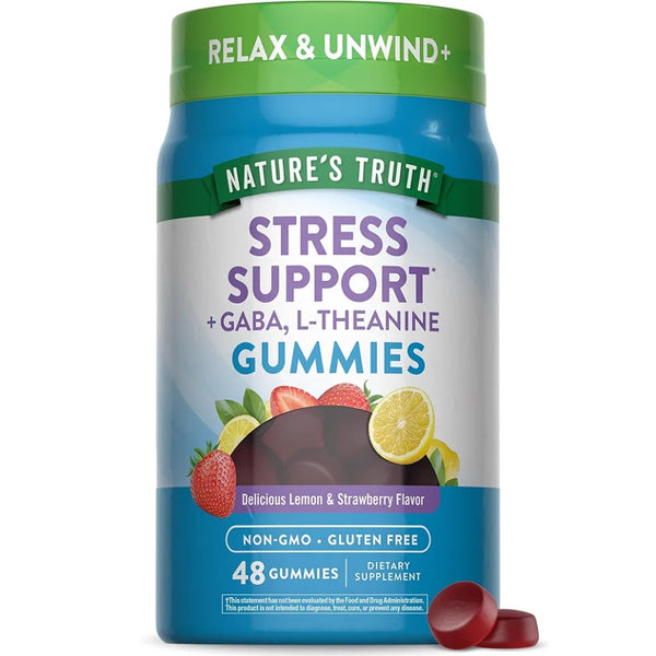 Nature's Truth Stress Relief Gummies for Adults | with Gaba, L Theanine, and Lemon Balm