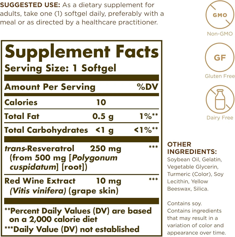 Solgar Resveratrol 250 mg - 30 Softgels