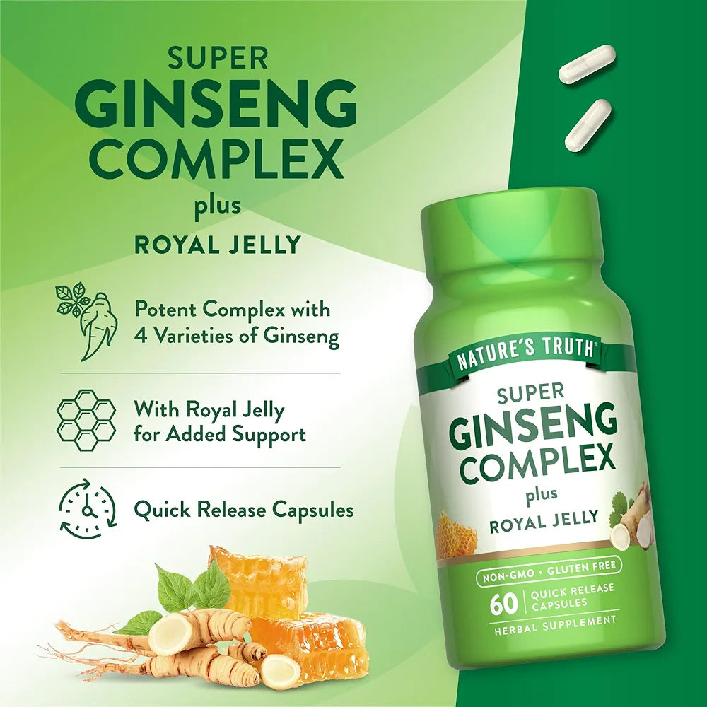 Nature's Truth Super Ginseng Complex | 60 Capsules | with Royal Jelly
