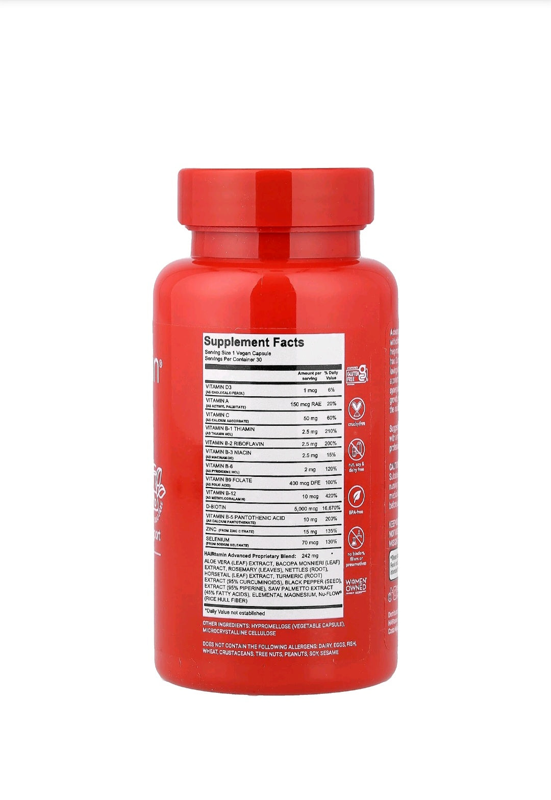 HAIRtamin Vegan Hair Vitamins for Faster Hair Growth