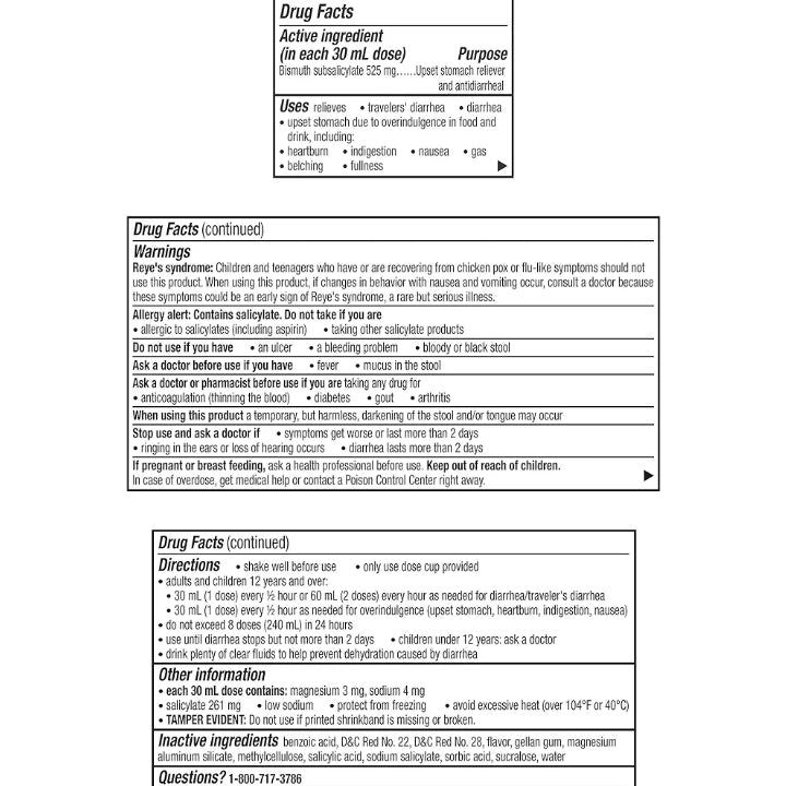 Pepto Bismol, 5 Symptom Digestive Relief 118mL