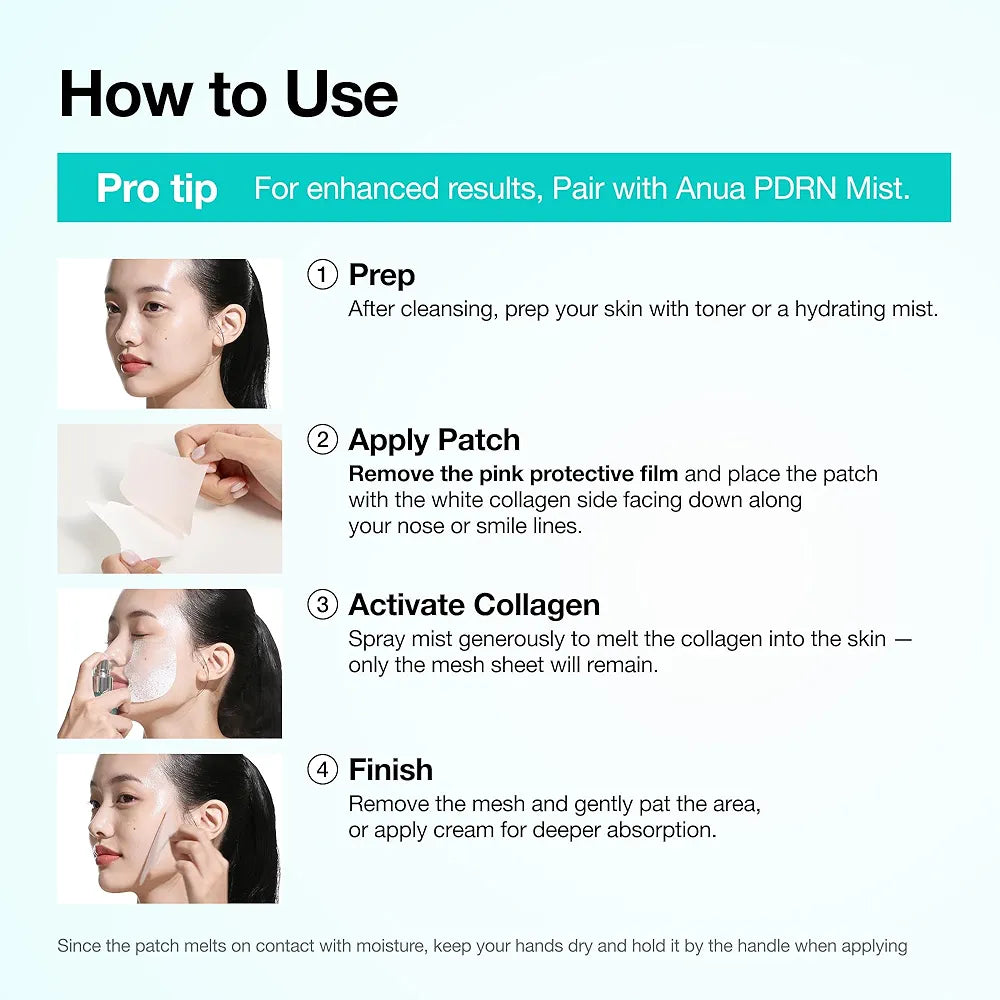 ANUA Salmon DNA PDRN Collagen Melting Patch for Glass skin, 2 Pairs x 4ea