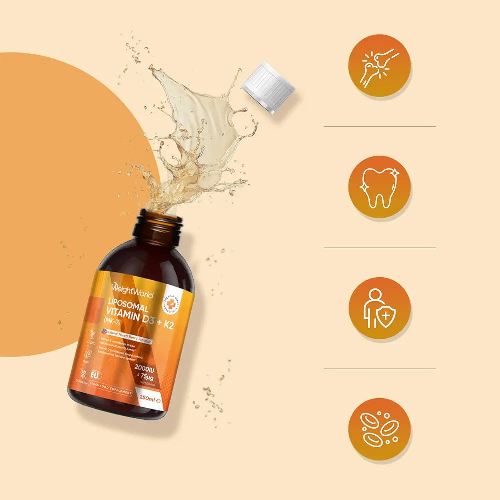 WeightWorld Liposomal Vitamin D3 K2 Liquid for Adults | 250ml