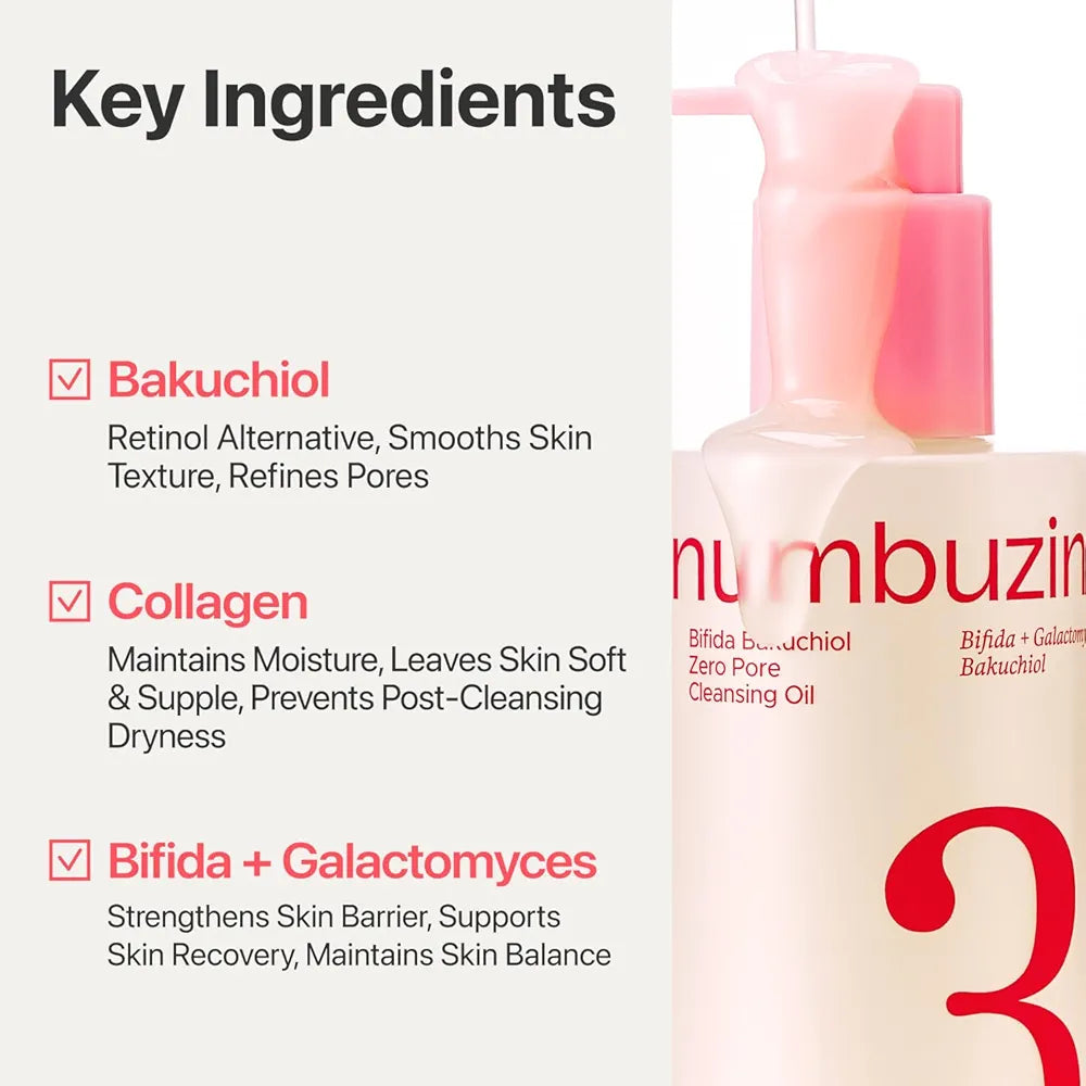 numbuzin No.3 Bifida Bakuchiol Zero Pore Cleansing Oil
