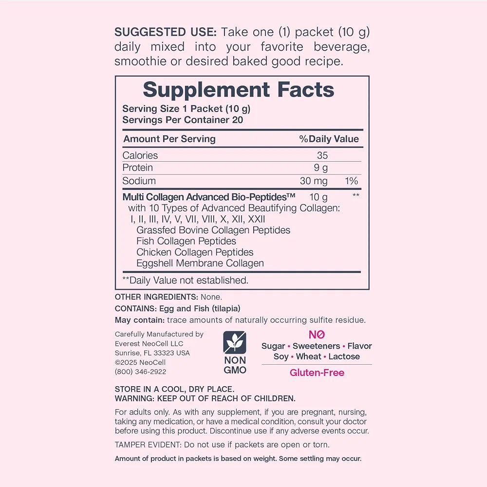 NeoCell Multi Collagen Powder | 20 Stick Packs