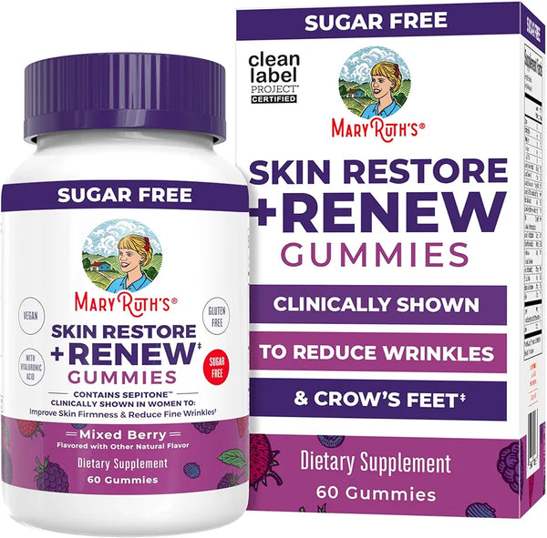 MaryRuth's Skin Restore + Renew Gummies With Hyaluronic Acid