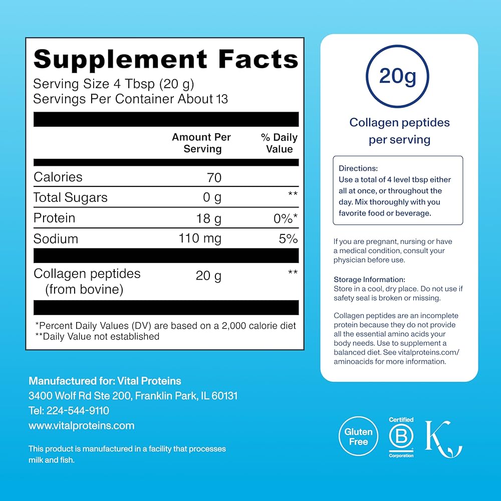 Vital Proteins Collagen Peptides Powder, Promotes Hair, Nail, Skin, Bone and Joint Health