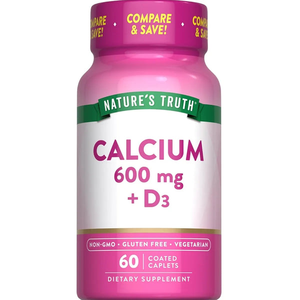 Nature's Truth Calcium 600mg with Vitamin D3 | 60 Caplets