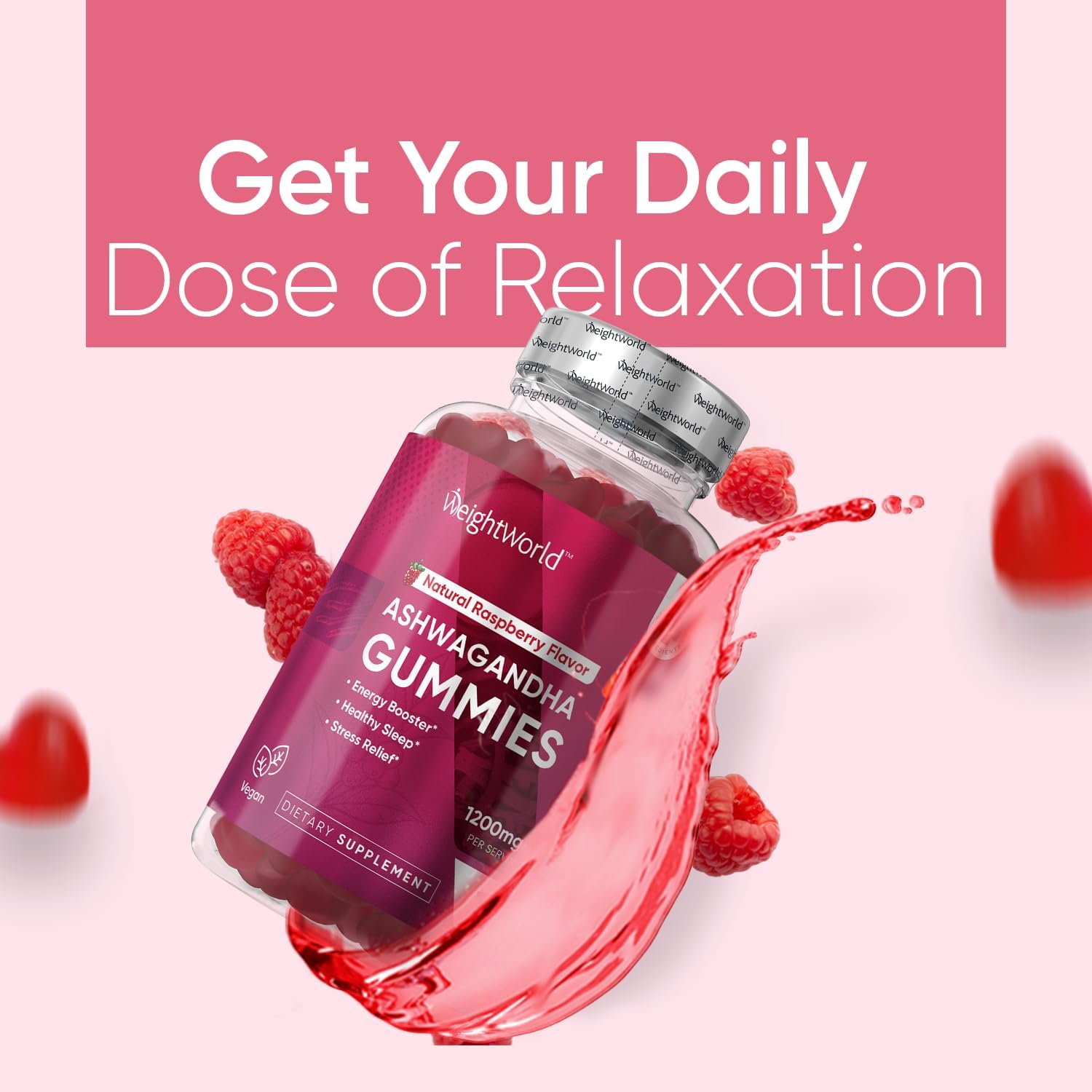 WeightWorld Ashwagandha Gummies 1200mg - 120 Vegan Gummies (2 Months Supply)