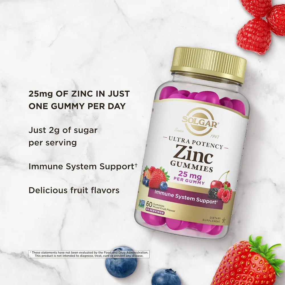 Solgar Zinc Gummies, 25 mg, 60 Vegan Gummies