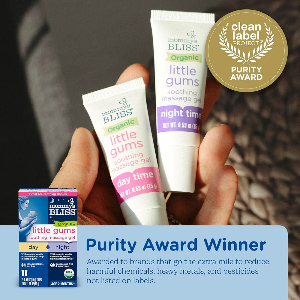 Mommy's Bliss Organic Little Gums Soothing Massage Gel Day and Night Combo