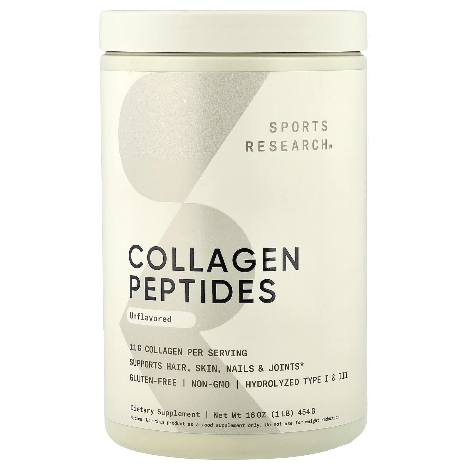 Sports Research Collagen Peptides - Hydrolyzed Type 1 & 3 Collagen Powder.