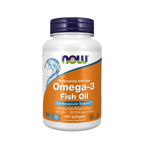 Now Foods Omega-3 Fish Oil, Molecularly Distilled 100 Softgels