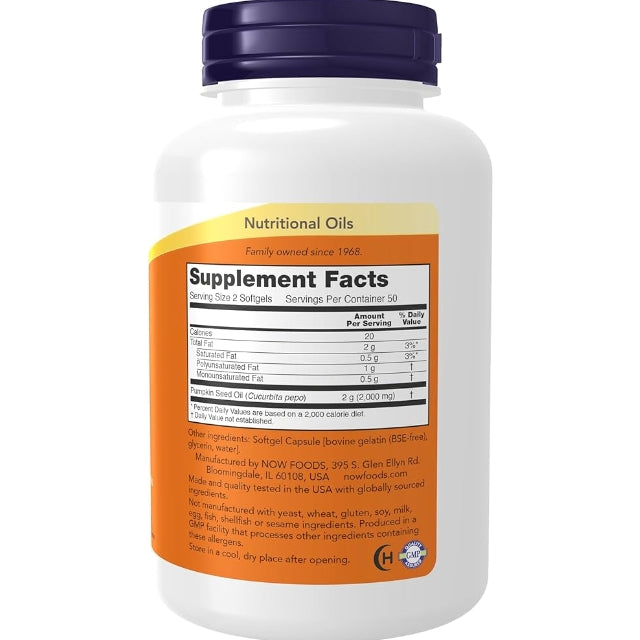 NOW FOODS Pumpkin Seed Oil 1000 mg 100Softgels