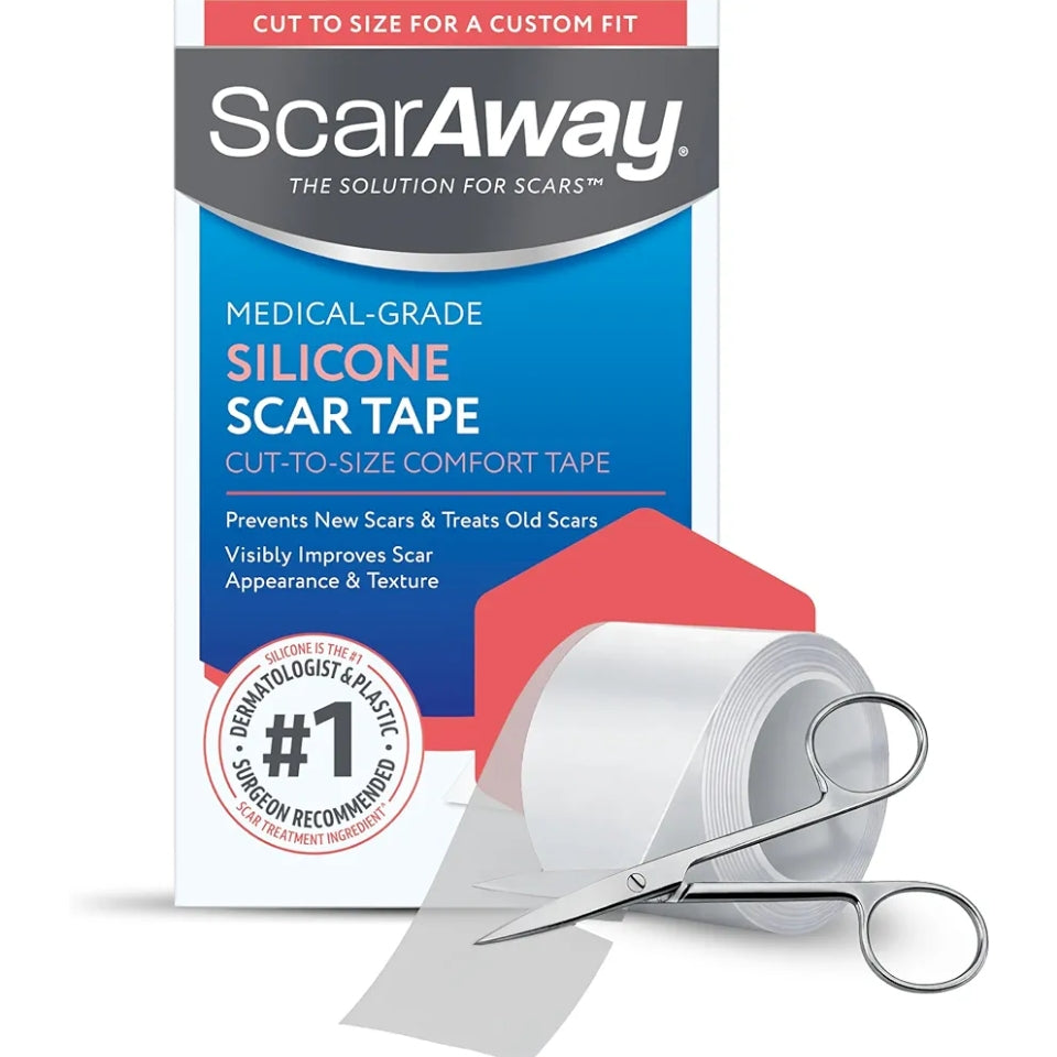 ScarAway Clear Silicone Scar Tape, Medical-Grade Cut-to-Size Silicone Strip