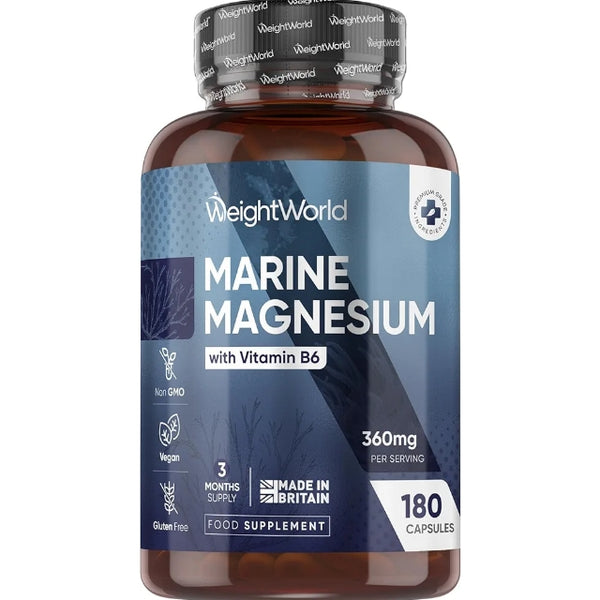 Weightworld Marine Magnesium with Vitamin B6 | 180 Vegan Capsules