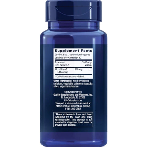 Life Extension L-Theanine, Amino Acid theanine, Calm, Relaxation, Mood