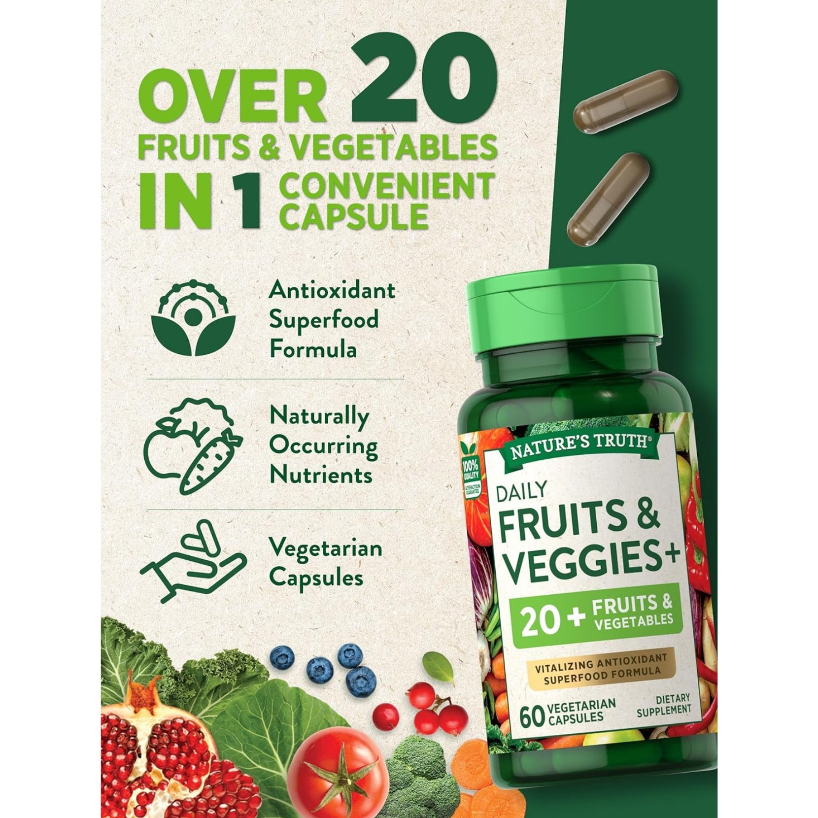 Nature's truth Super Fruits and Veggies | 60 Vegetarian Capsules