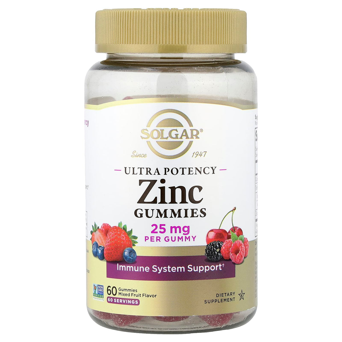 Solgar Zinc Gummies, 25 mg, 60 Vegan Gummies